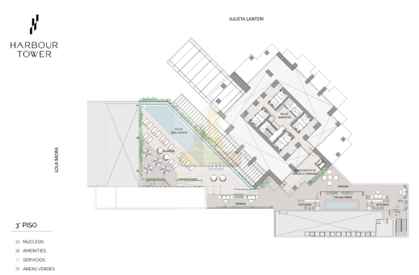 2 ambientes en piso 38 - Torre Harbour, Puerto Madero Vista al parque y al Rio | 75 m2 totales Doble Balcon