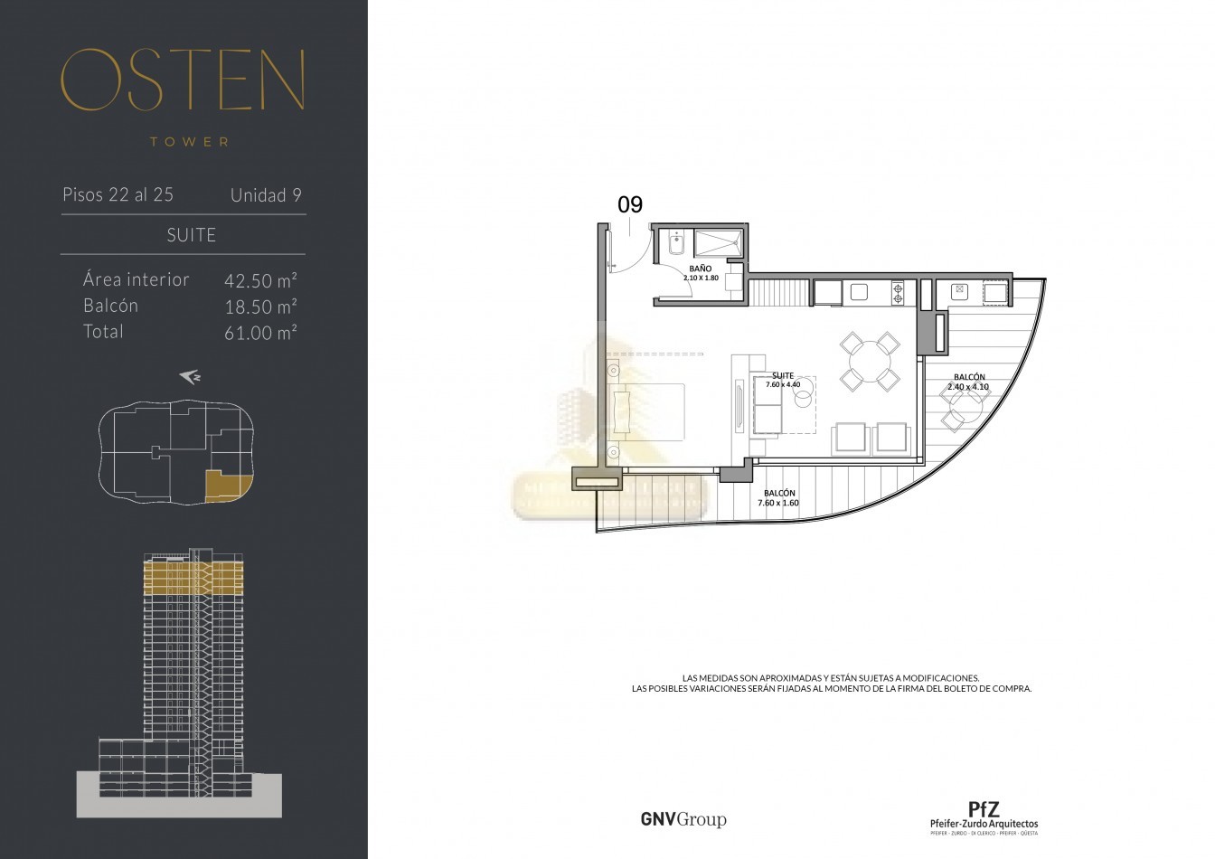 Suite en venta - Osten Tower, Piso 25