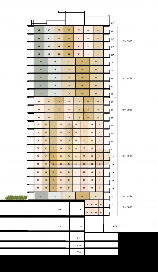 Suite en venta, 2 ambientes, piso 23 