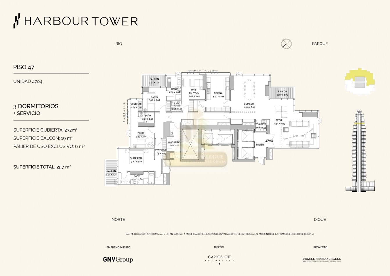 Penthouse Residencia Familiar de Alta Gama en Piso 47 — Torre Harbour, Puerto Madero