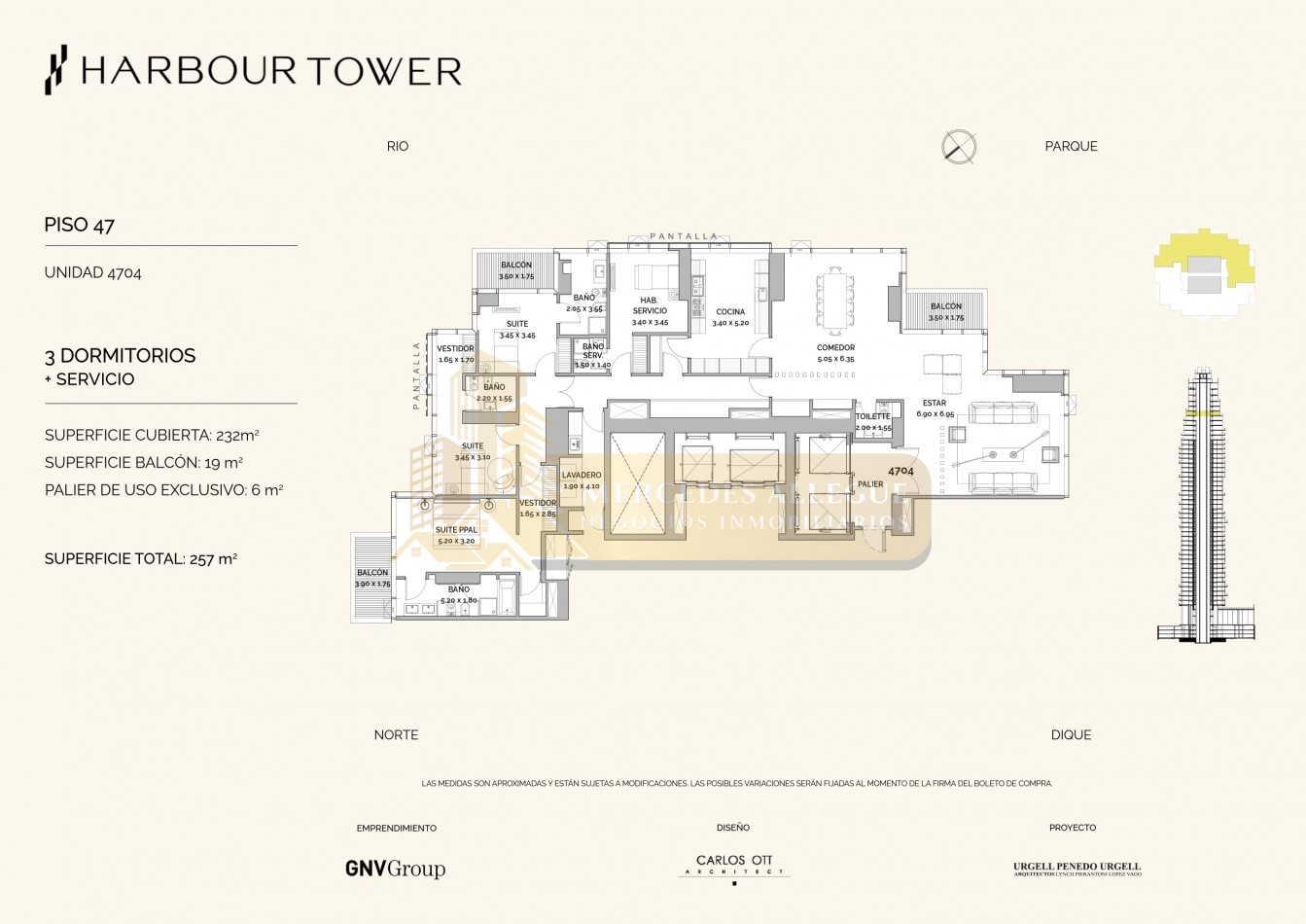 Penthouse Residencia Familiar de Alta Gama en Piso 47 — Torre Harbour, Puerto Madero