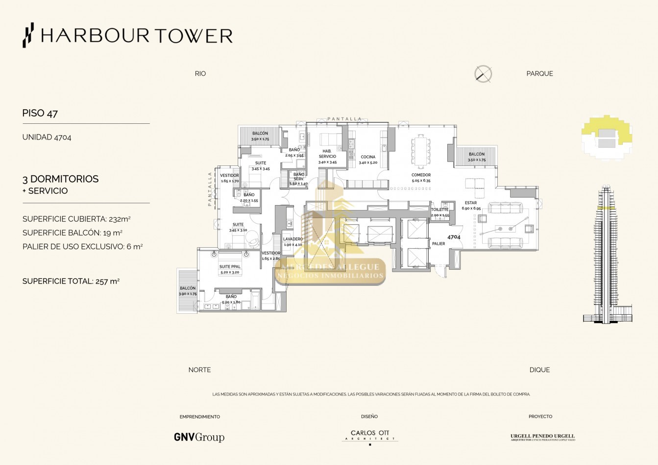 Penthouse Residencia Familiar de Alta Gama en Piso 47 — Torre Harbour, Puerto Madero