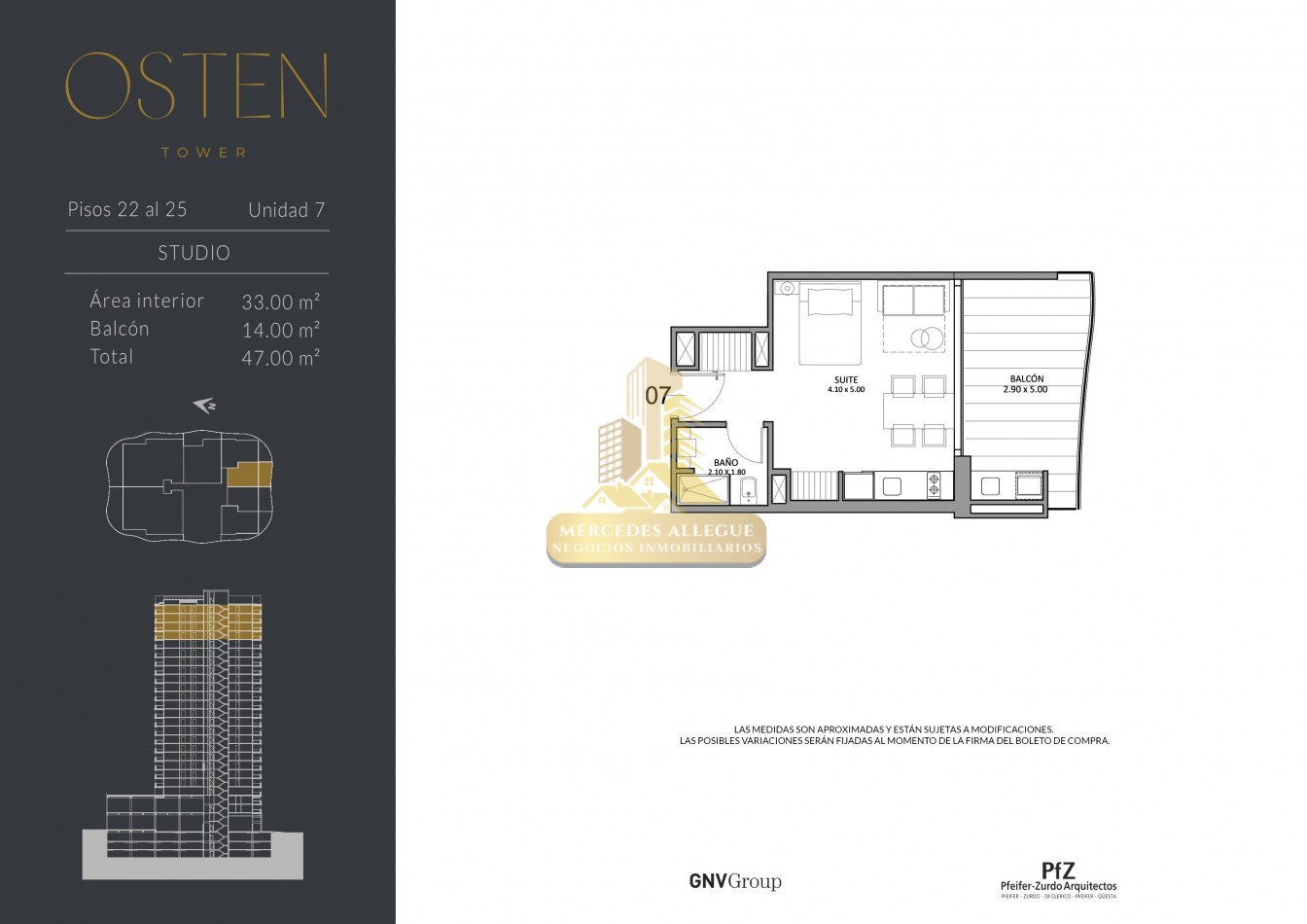 Suite en venta 2 ambientes piso 25 Osten tower 1 Complejo Harbour