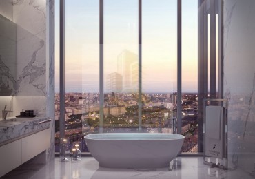 2 ambientes en piso 38 - Torre Harbour, Puerto Madero Vista al parque y al Rio | 75 m2 totales Doble Balcon
