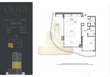 2 Ambientes + Den | 123 m² Totales Torre Osten 1 — Unidad Premium en Piso 13. Entrega jul 2026